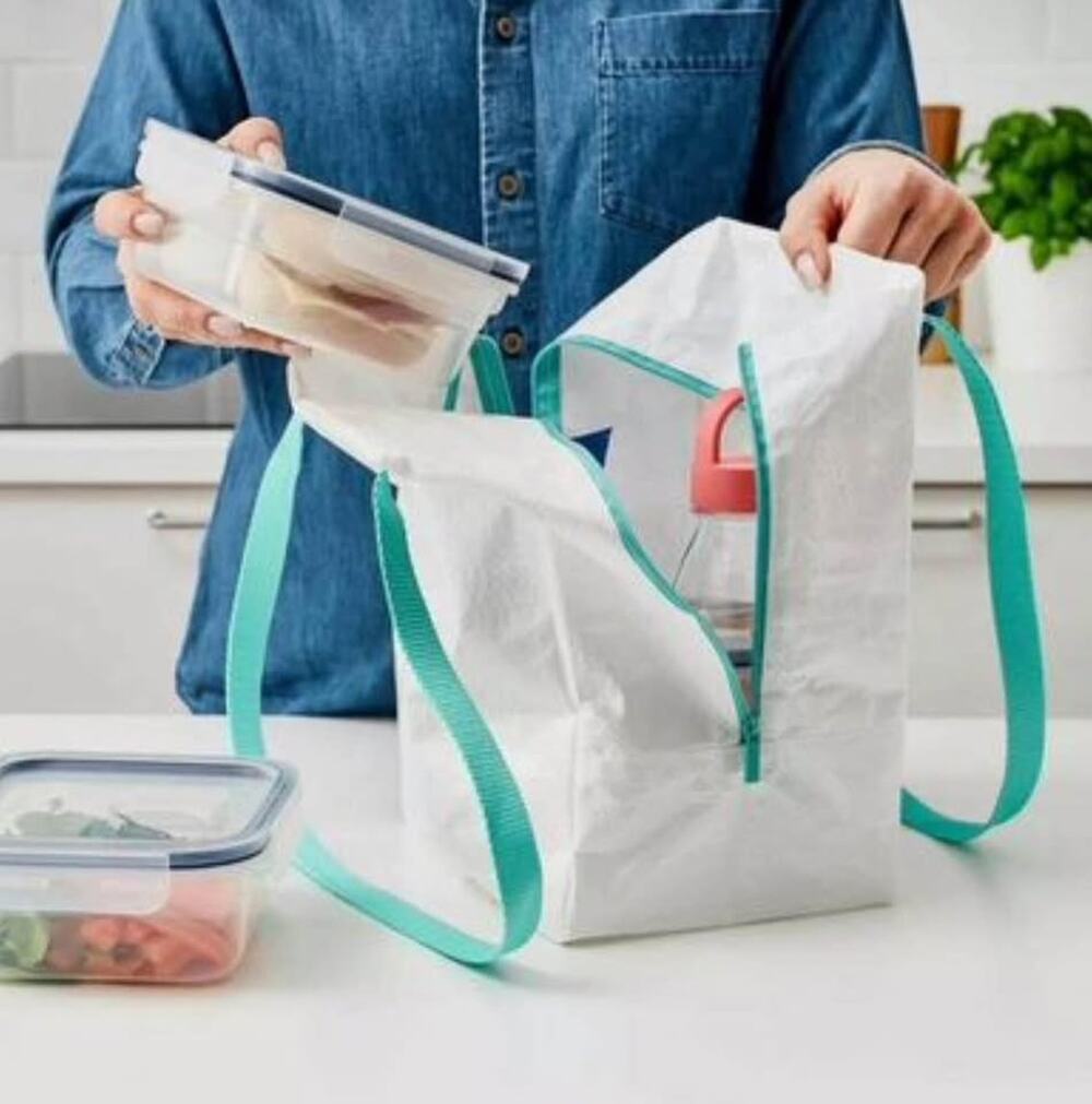 1 IKEA Lunch Bag 17x30 cm white/turquoise *SAME DAY SHIPPING*